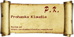 Prohaska Klaudia névjegykártya